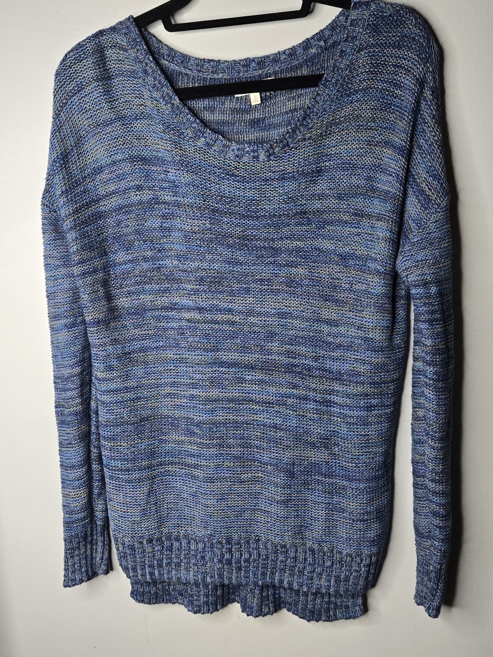 Mudd Women’s Medium Blue Marled Knit Pullover Sweater Long Sleeve Scoop Neck